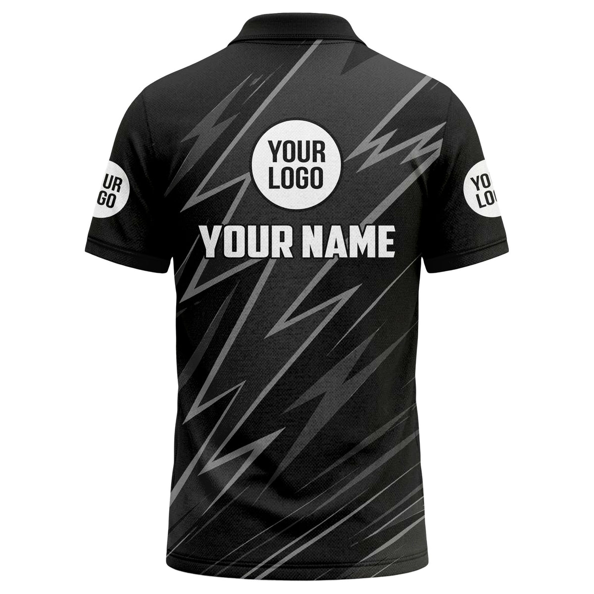 lightning bolt pattern with custom logo and name polo shirt for men