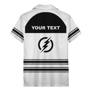 lightning bolt superhero uniform patch hawaiian shirt for men