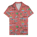luxury yacht & heart-shaped island cartoon hawaiian shirt