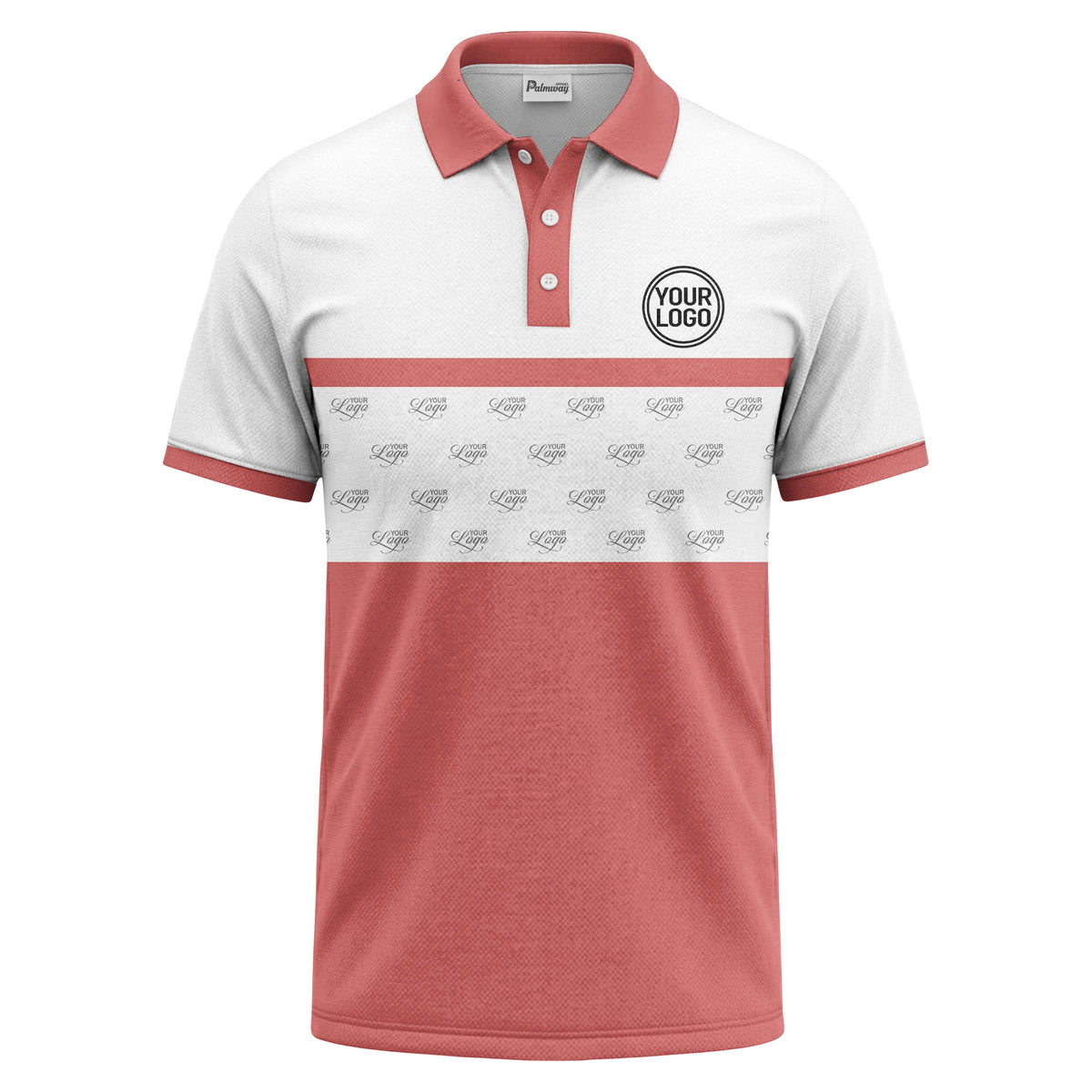 monochrome custom logo repeat stripe polo shirt for men
