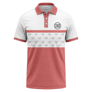 monochrome custom logo repeat stripe polo shirt for men