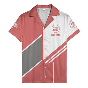 monochrome diagonal stripes & custom logo modern hawaiian shirt