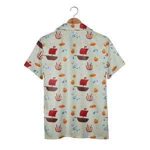 Ocean Sailboat & Seashell Hawaiian Shirt – Coral Reef Nautical Adventure