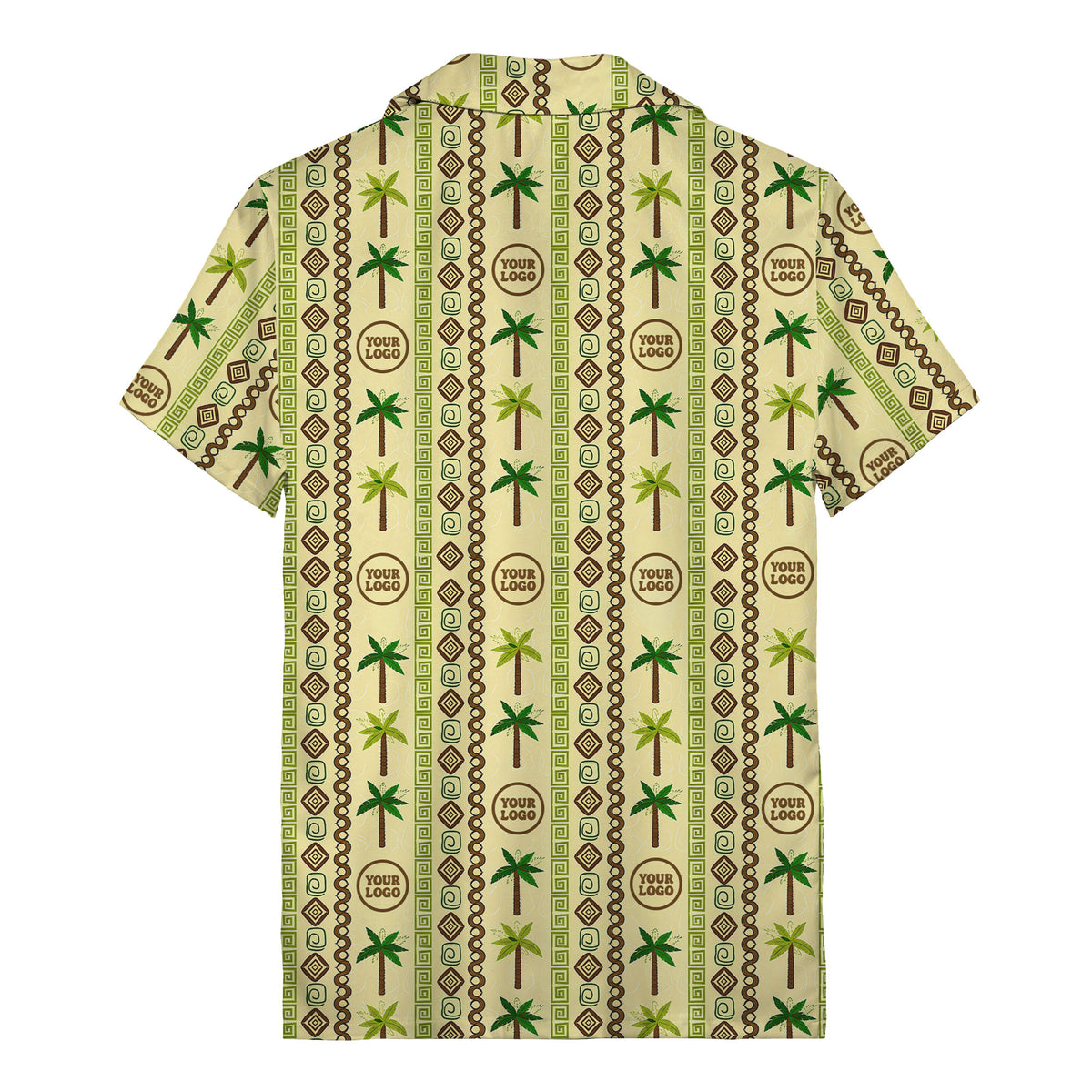 palm tree & monogram logo repeat vintage beige hawaiian shirt
