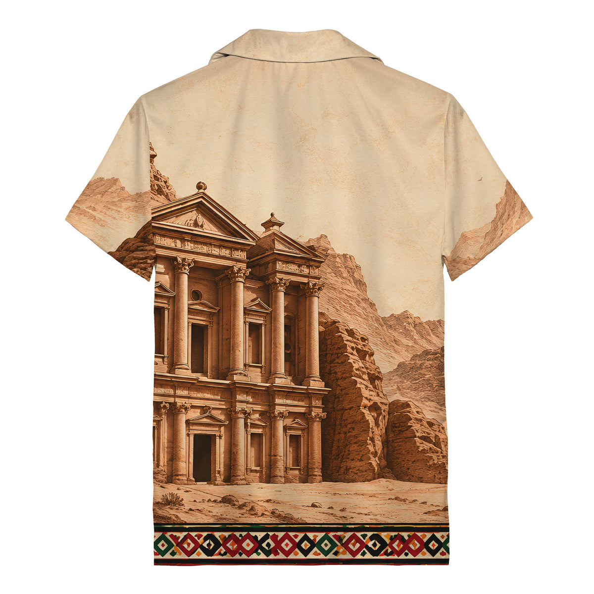 petra treasury desert landscape illustrated historical hawaiian shirt