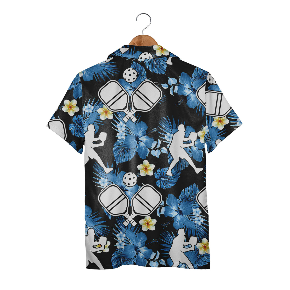 Pickleball Hibiscus Hawaiian Shirt - Tropical Floral Paddles Players Beach Sport