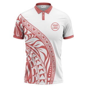 polynesian tribal tattoo geometric triangles black white polo shirt for men