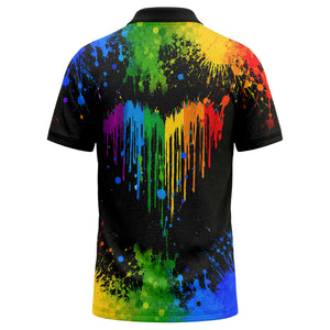 rainbow paint splatter custom logo personalized polo shirt