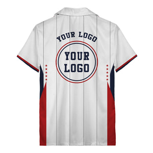 red stars & chicago stripes customizable logo hawaiian shirt