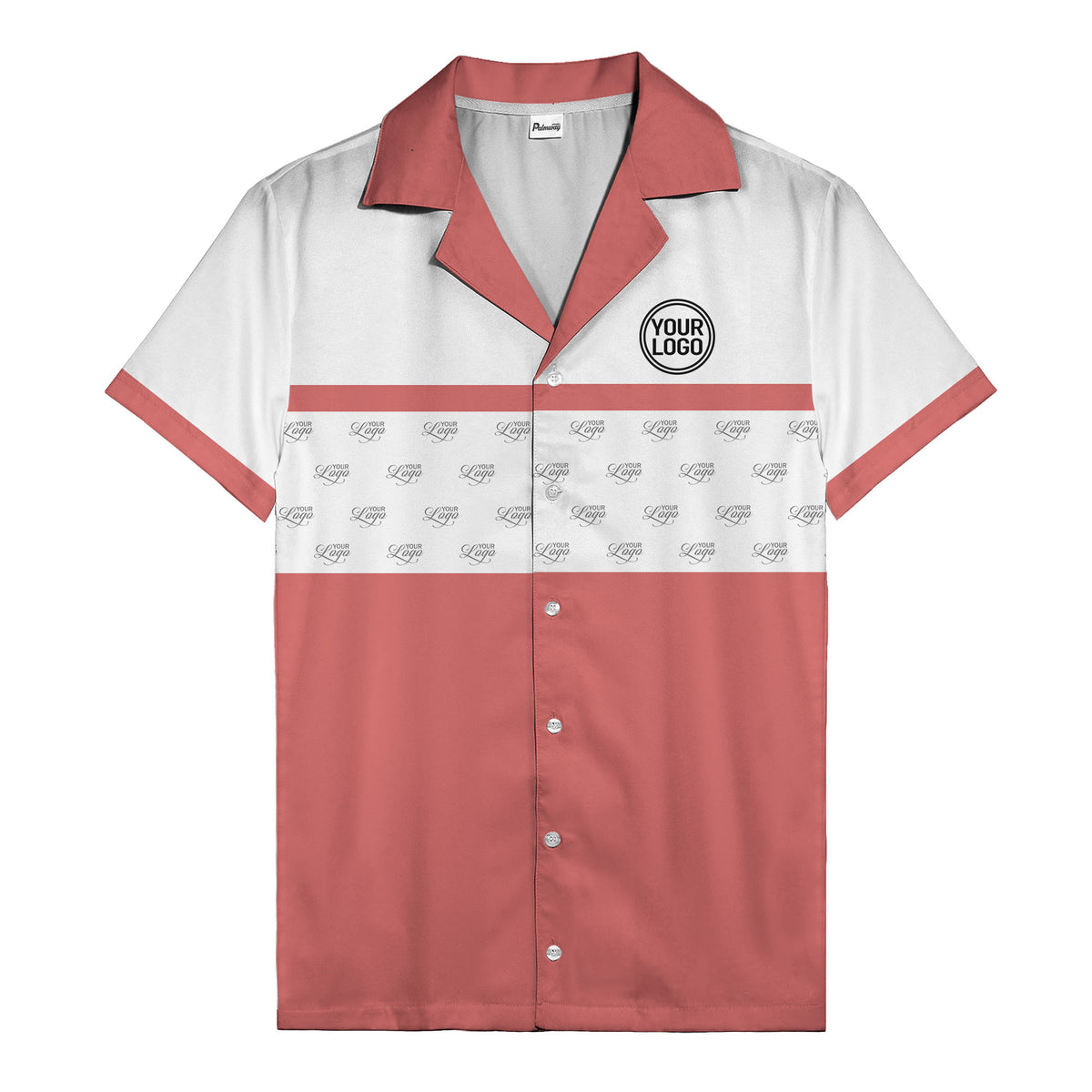 retro bowling custom logo repeat hawaiian shirt for men