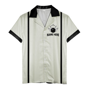 retro bowling team hawaiian shirt with stars, custom multi color aloha button down shirt