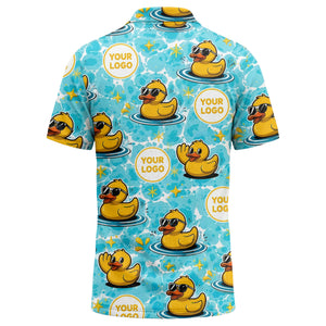 rubber ducks surfing waves fun cartoon polo shirt for men