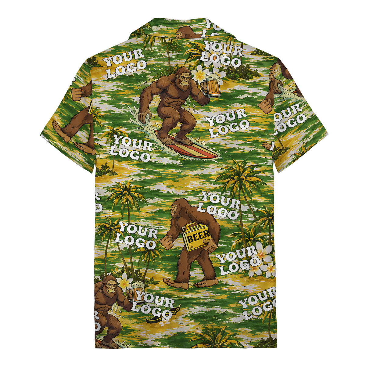 sasquatch surfing beer party aloha hawaiian shirt