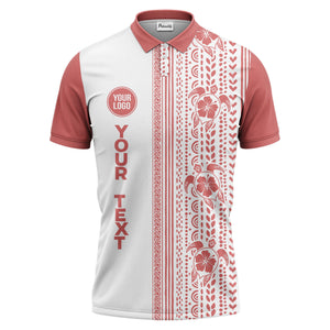 sea turtles hibiscus polynesian tribal black white polo shirt for men
