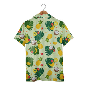 Sky Blue Summer Lemon Coconut Hawaiian Shirt with Monstera and Starfish
