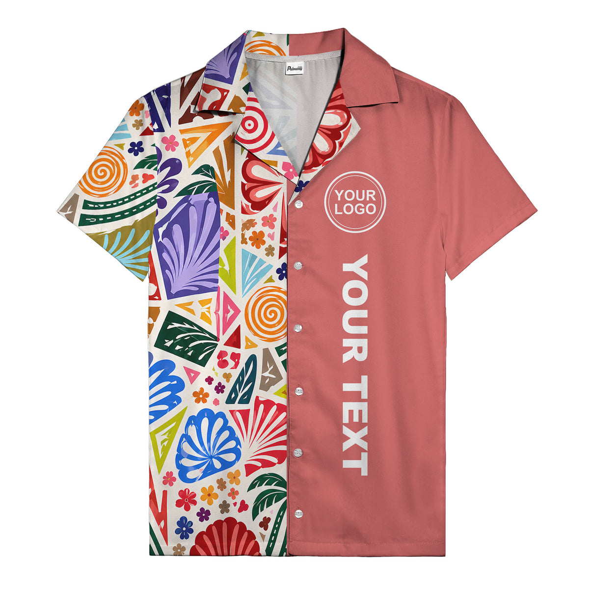 spiral motifs palm leaves hibiscus geometric hawaiian shirt for men