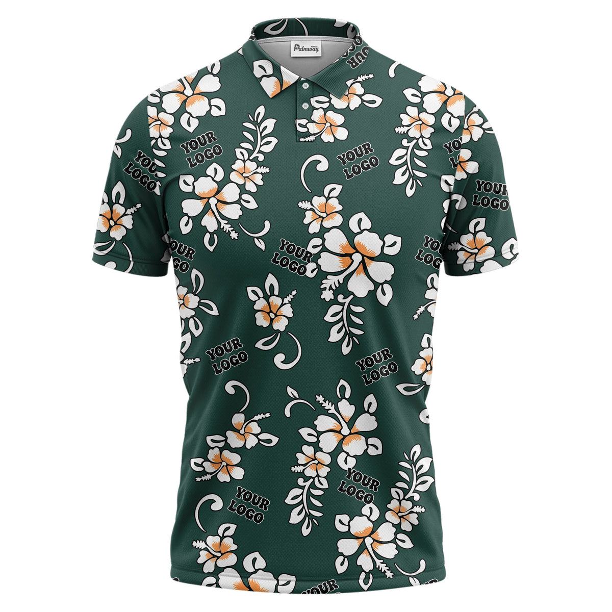 tropical floral hawaiian orange flowers leaves polo shirt for beach getaways