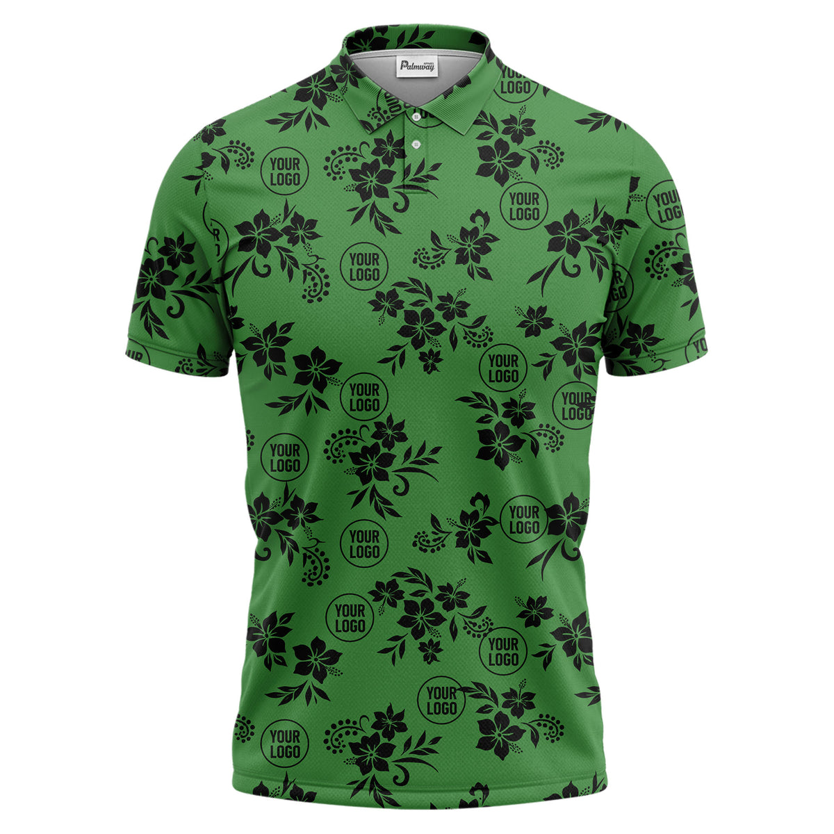 tropical floral leaves & circles polo shirt for island vibes