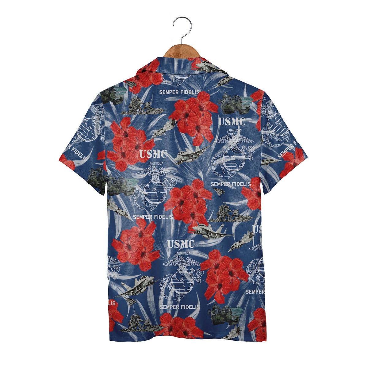 USMC Iwo Jima Hawaiian Shirt - Marine Military Vehicles Fighter Jets Tropical