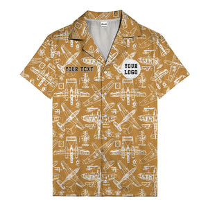 vintage airplane blueprint sketches propeller engine hawaiian shirt