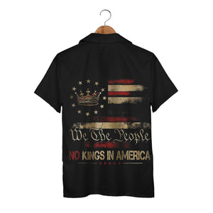 We The People Crown Hawaiian Shirt - Vintage Distressed Gold Stars & Stripes Design