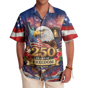 250 Years Of Freedom Stars & Stripes Aloha Shirt With Eagle & Liberty Hawaiian Shirt