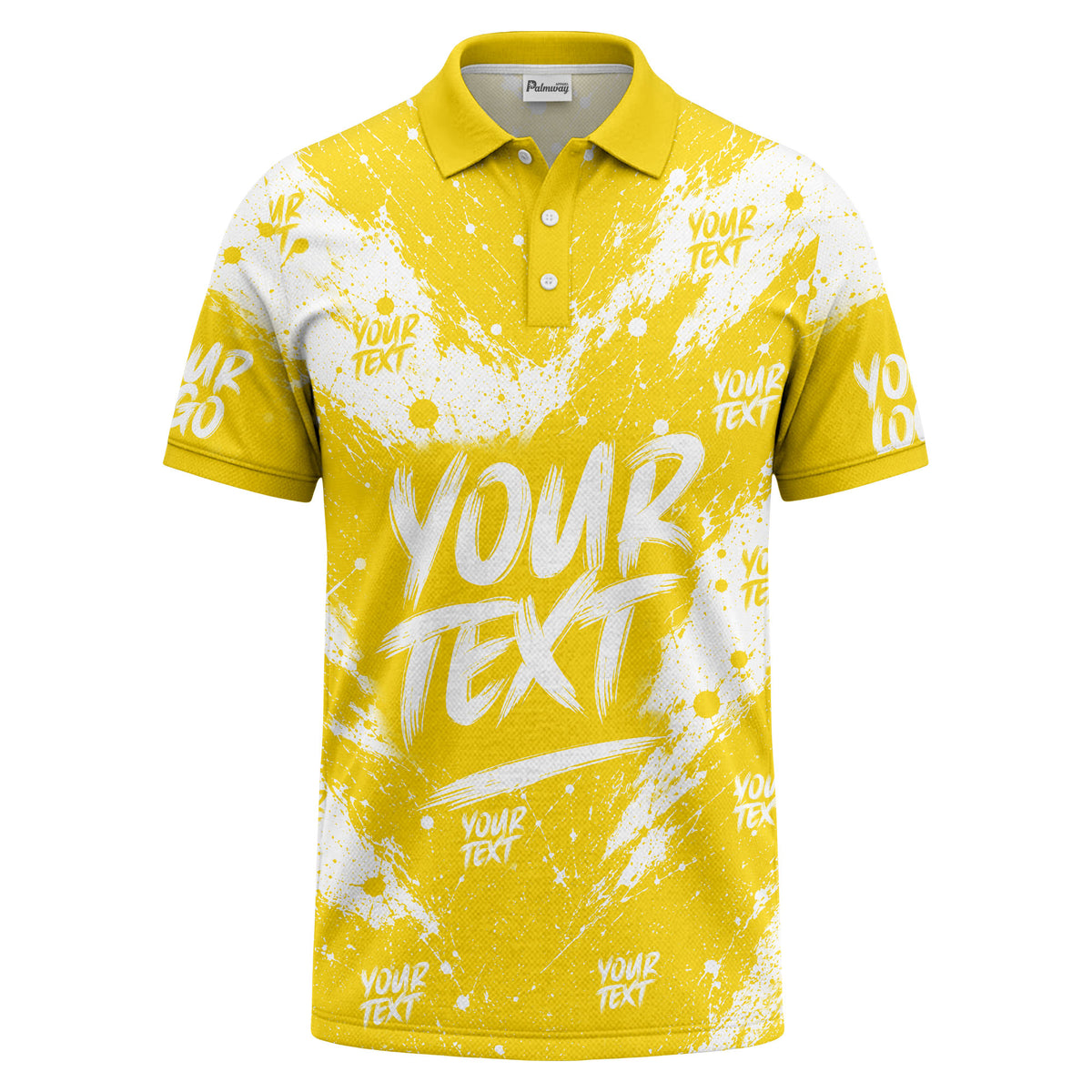 abstract splatter paint with customizable text artistic polo shirt