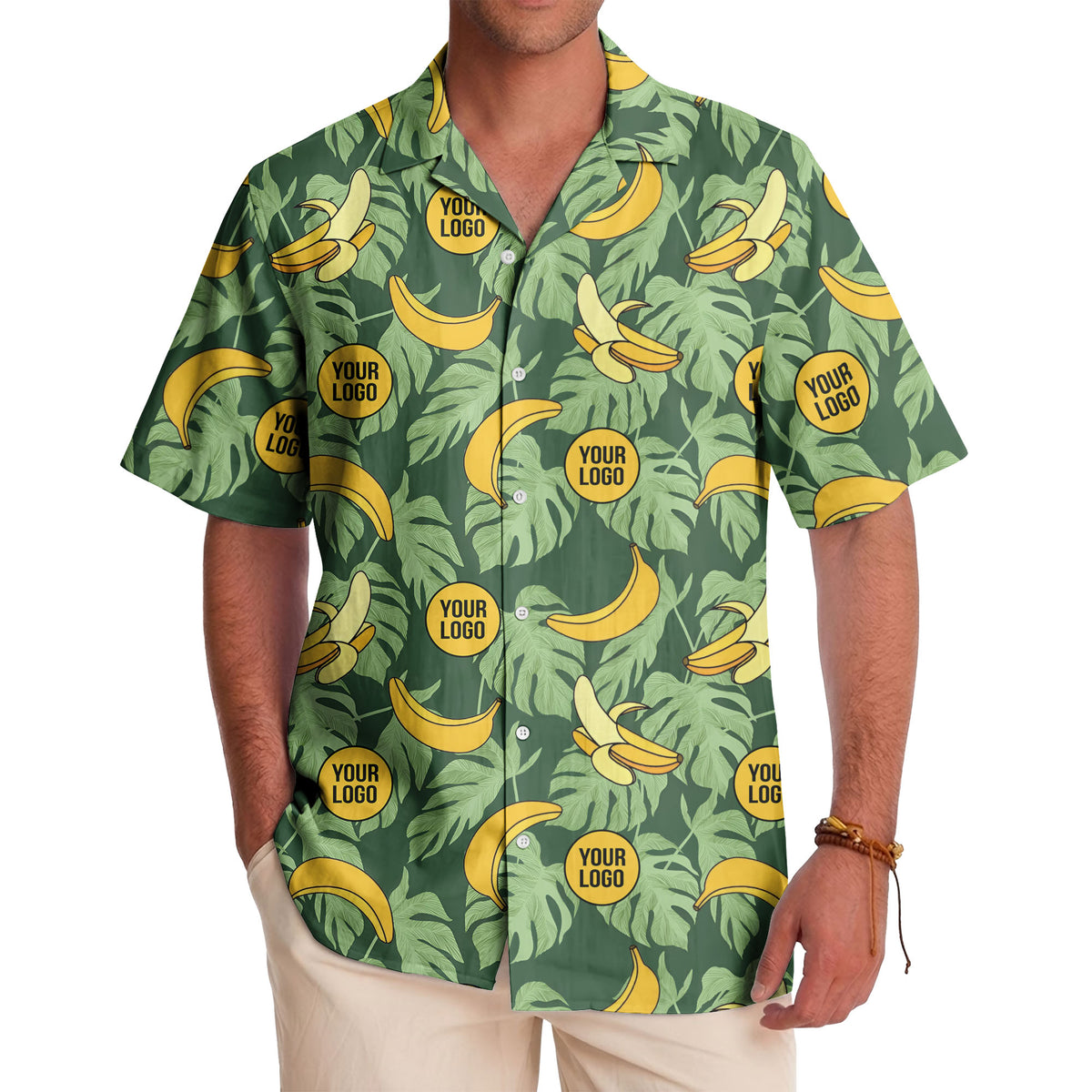 banana bunches & monstera leaves hawaiian shirt for beach vacations