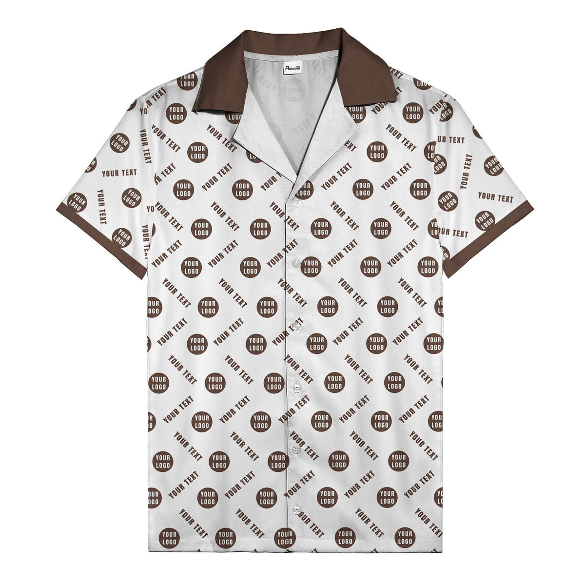 black custom logo circles text white hawaiian shirt