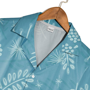 Cerulean Pine Needle Hawaiian Shirt with Berry and Pinecone Accents