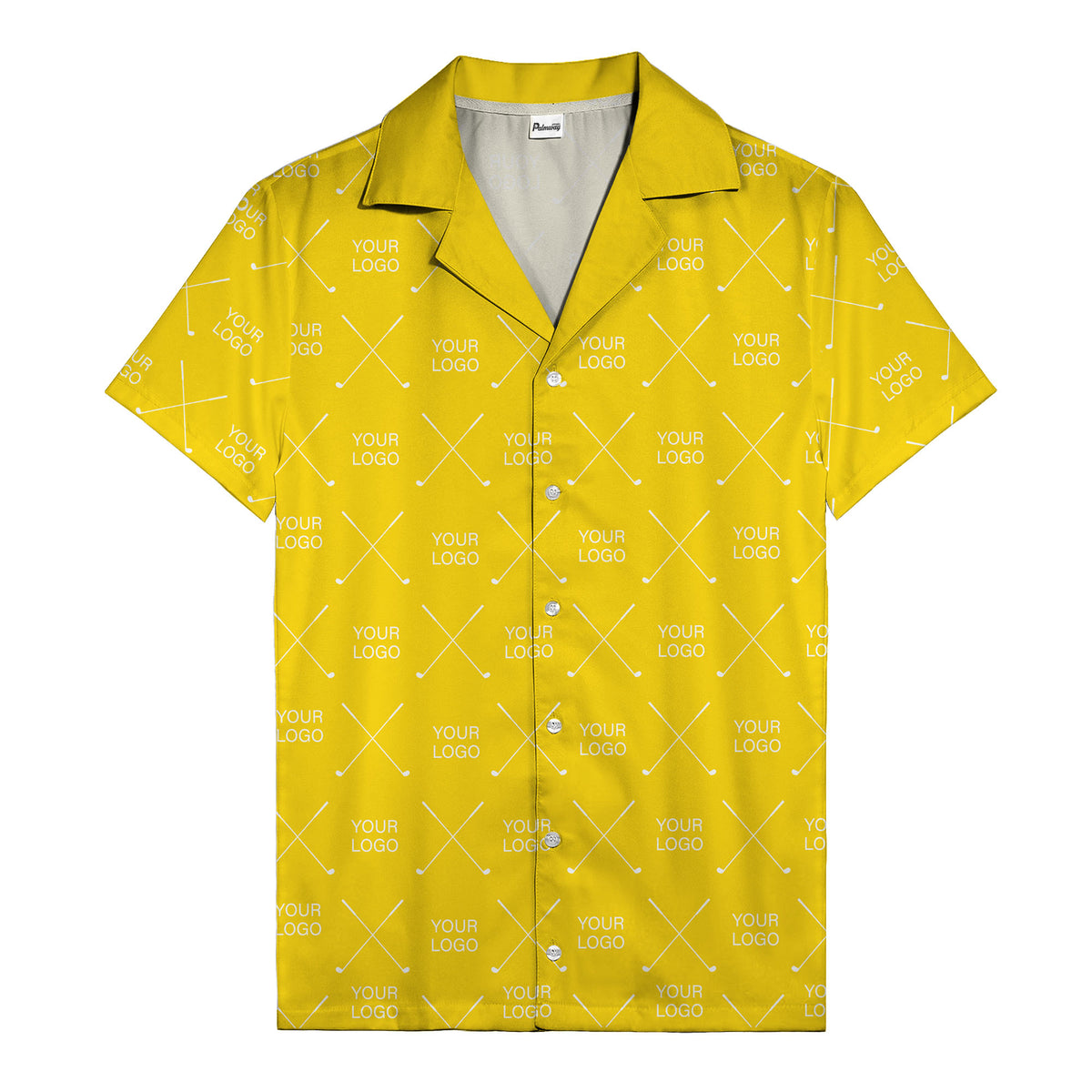crossed golf clubs logo repeat pattern hawaiian shirt for men