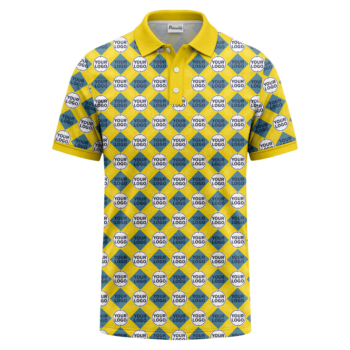 custom diamond grid circular logos polo shirt for men
