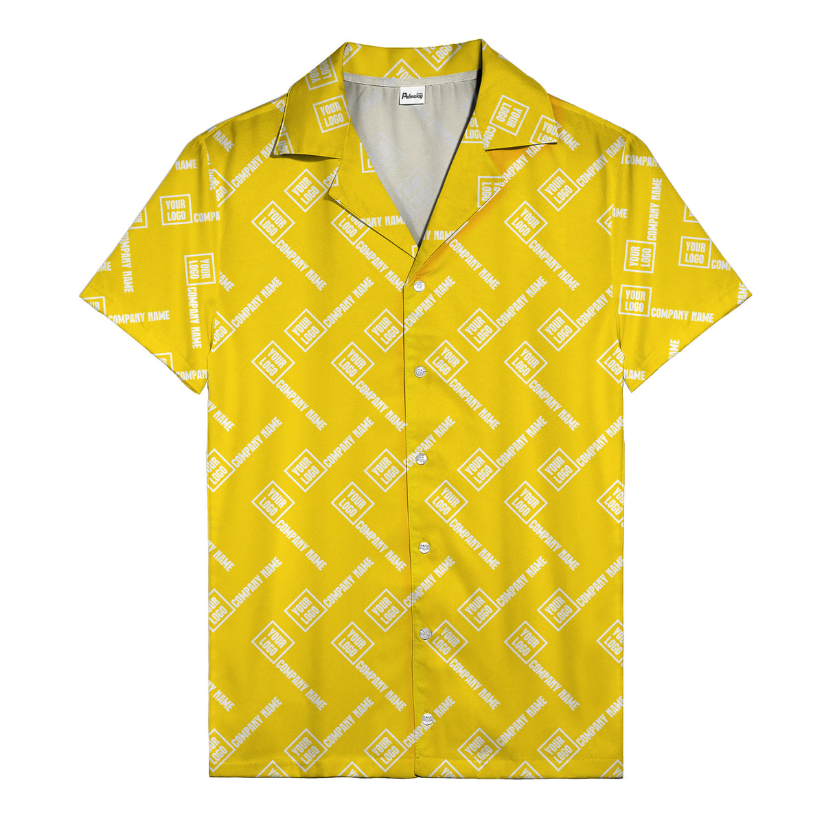 custom logo & company name repeat black hawaiian shirt for men