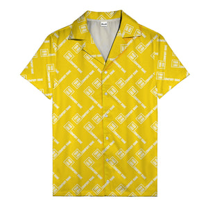custom logo & company name repeat black hawaiian shirt for men