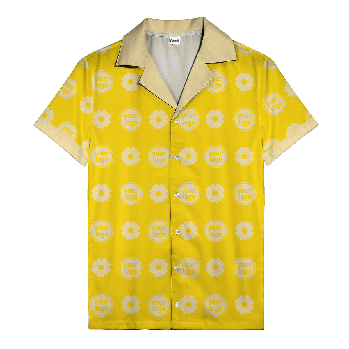 custom logo daisy repeat pattern hawaiian shirt for men