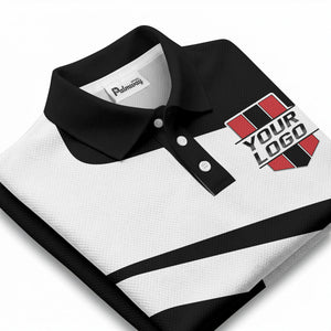 custom logo diagonal stripe corporate polo shirt for business uniforms