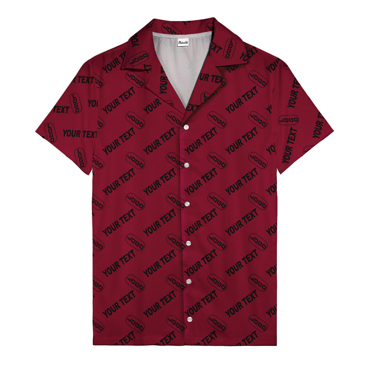 custom logo & editable text repeat pattern black hawaiian shirt
