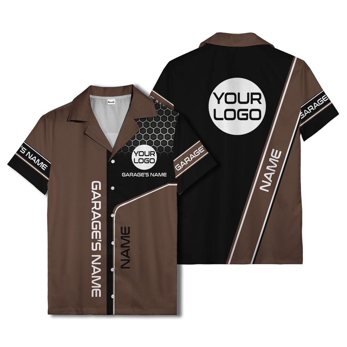 custom logo hexagonal honeycomb automotive hawaiian shirt for men