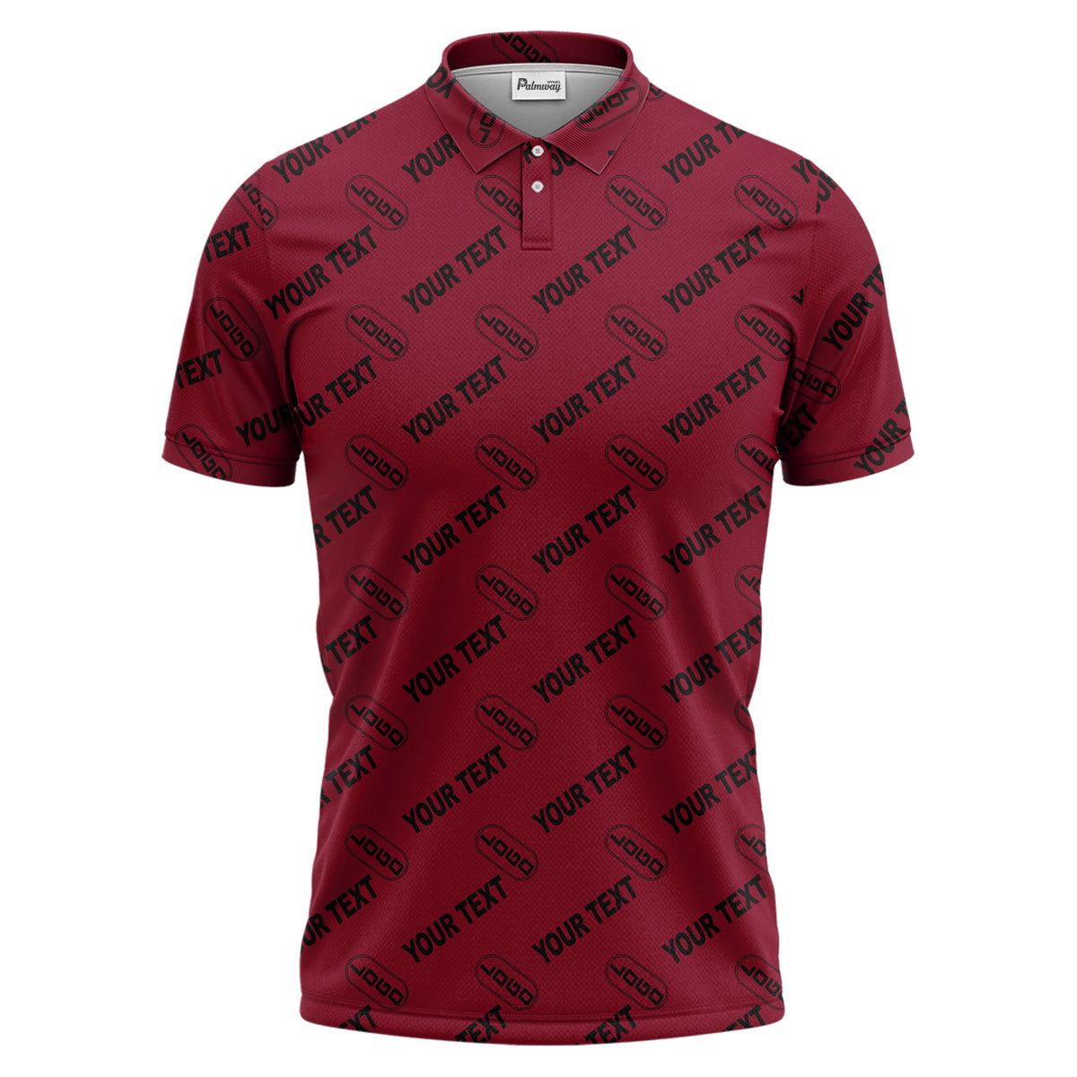 custom logo & monogram text repeat pattern black polo shirt for men