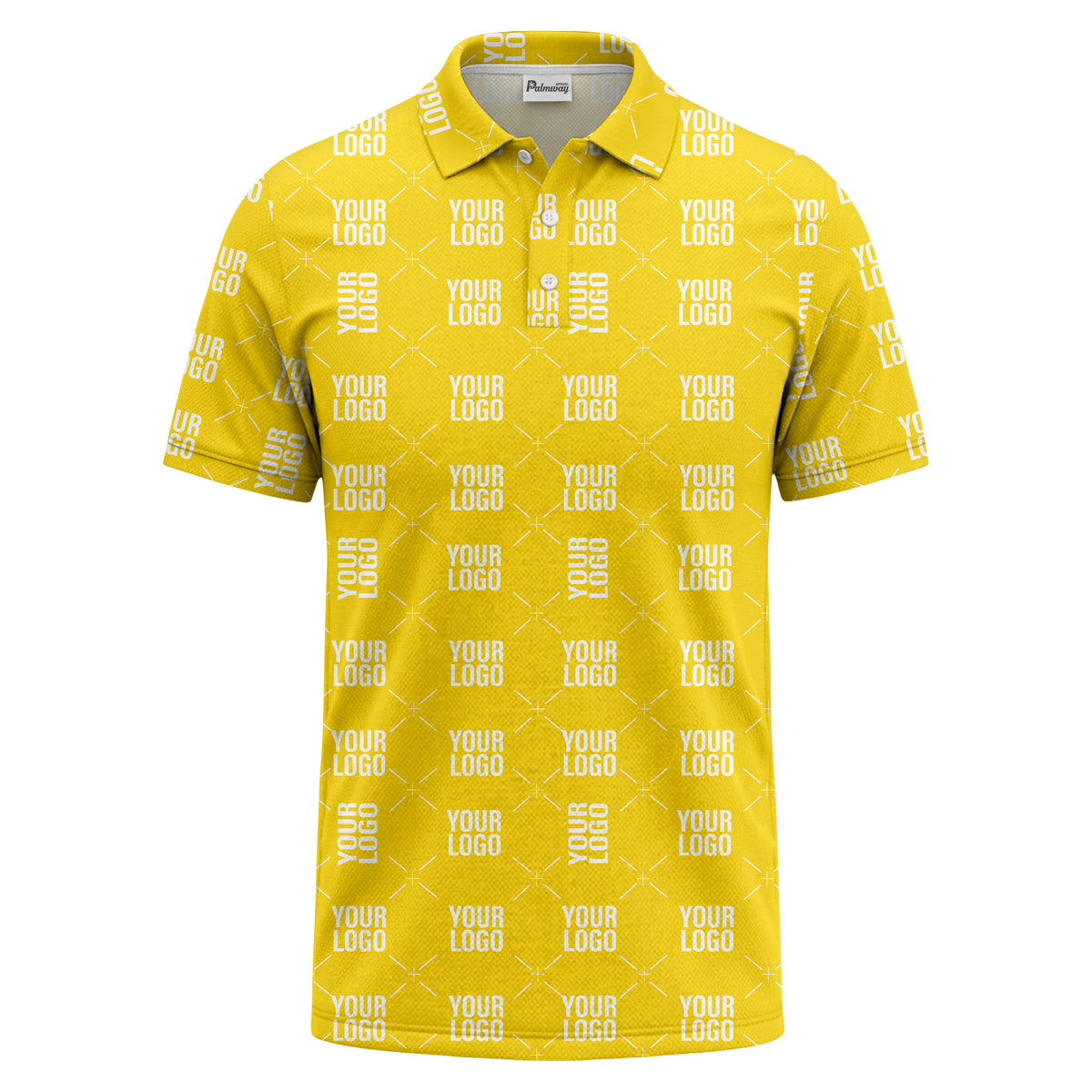 custom logo repeat diamond grid black white polo shirt