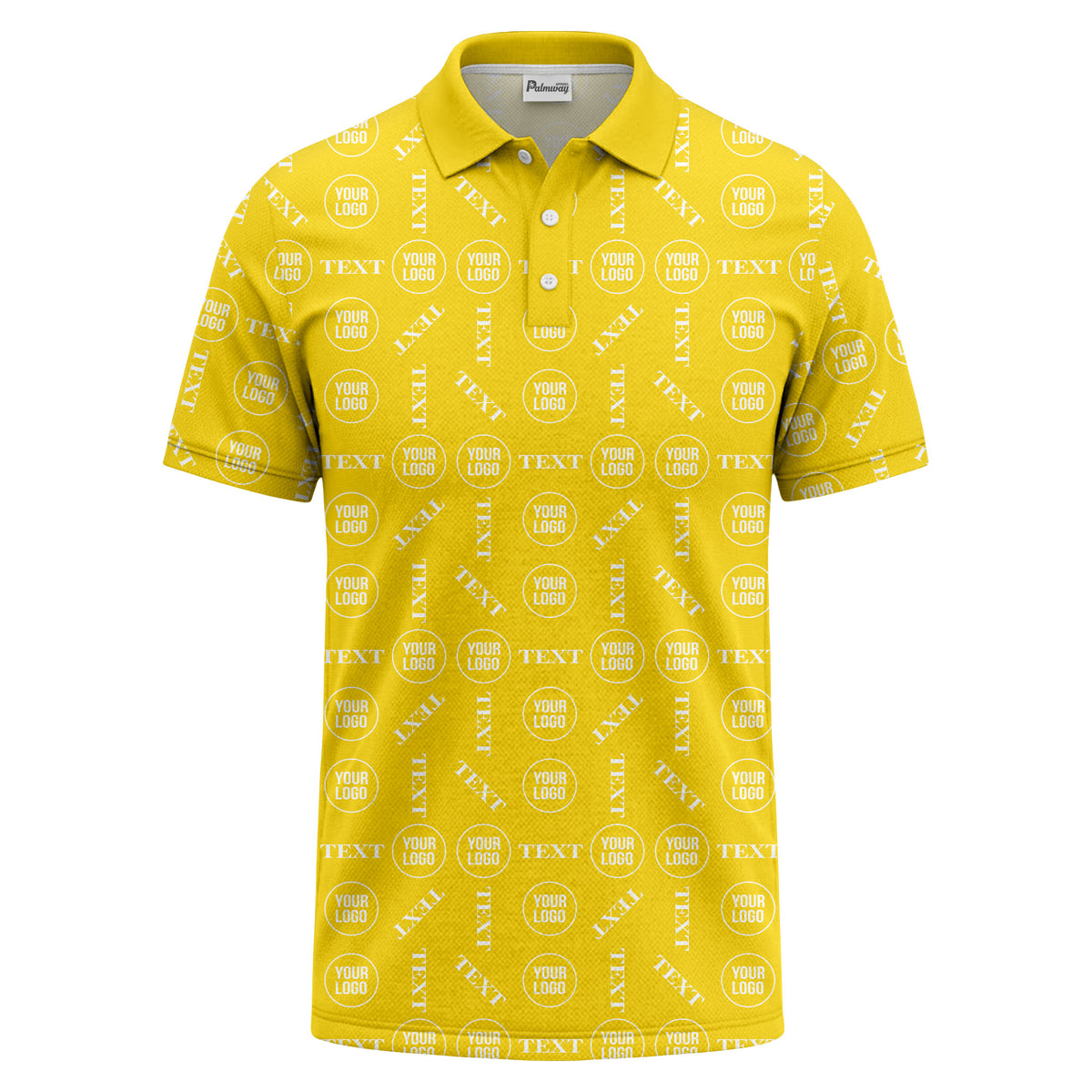 custom logo & text repeat all over print polo shirt