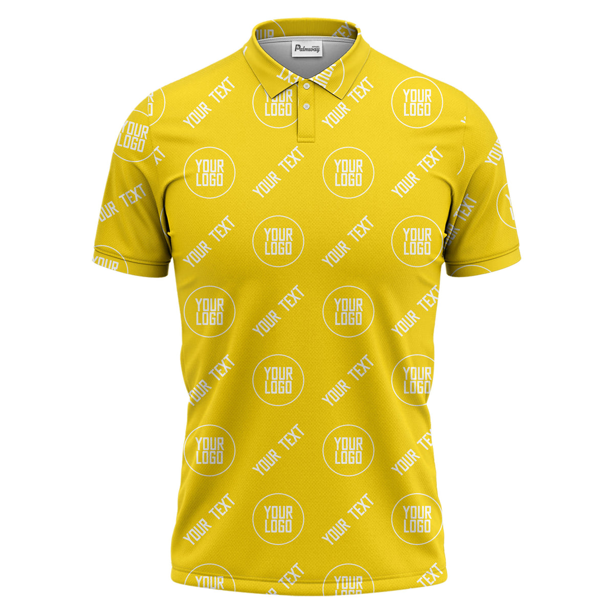 custom logo & text repeat pattern black personalized polo shirt for men