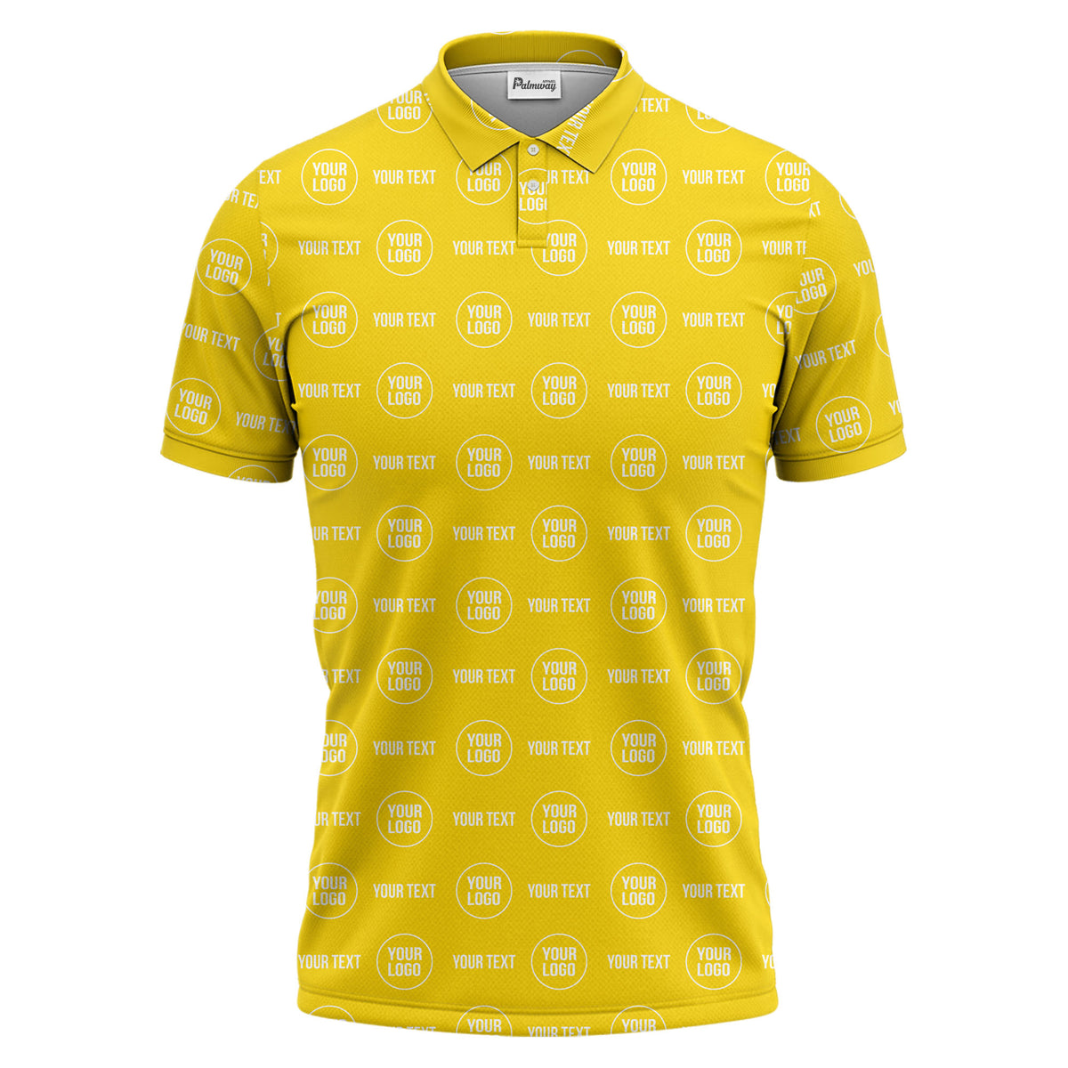 custom logo & text repeat pattern black polo shirt for men