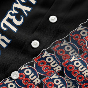 custom logo & vertical text repeat pattern hawaiian shirt