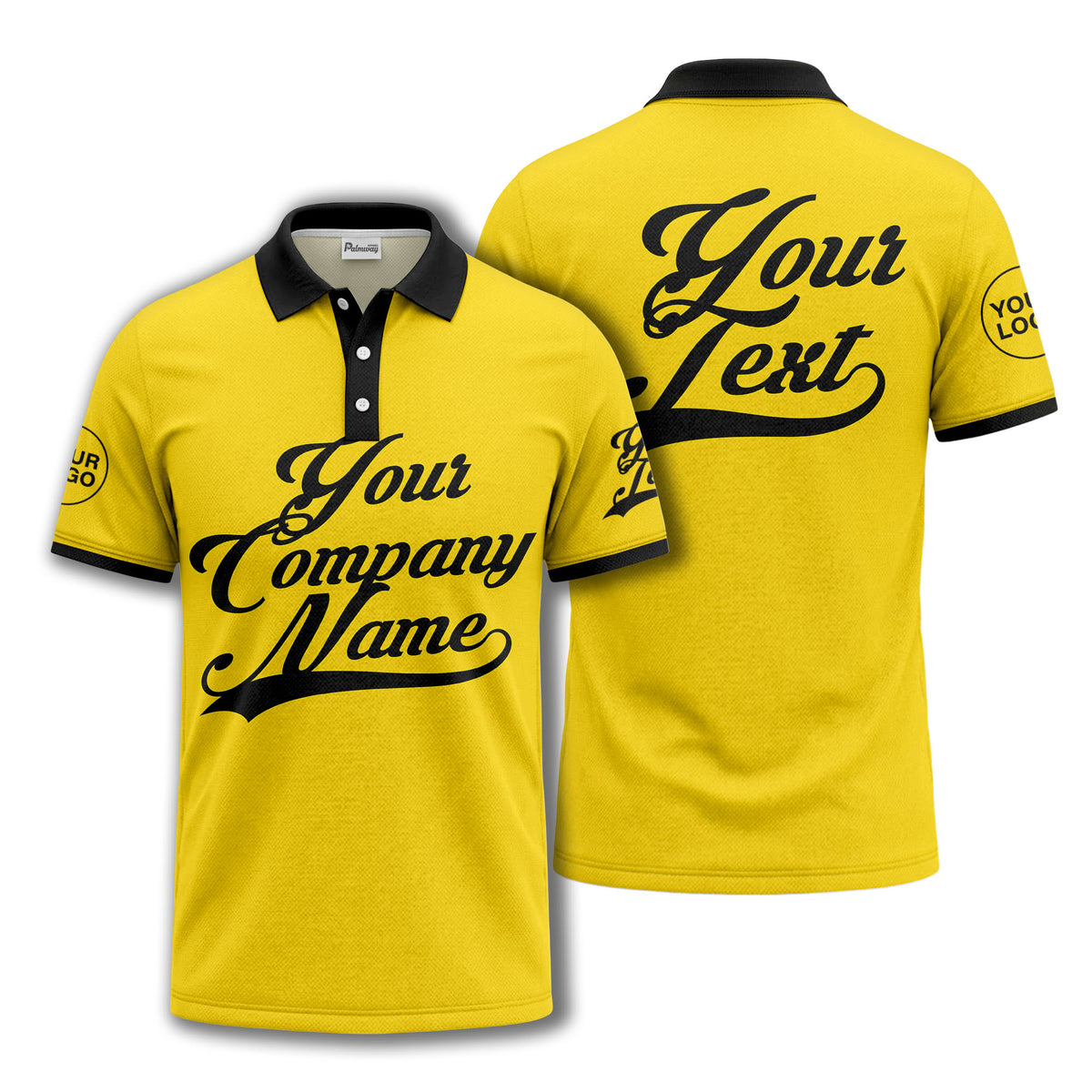custom script logo corporate casual polo shirt for men