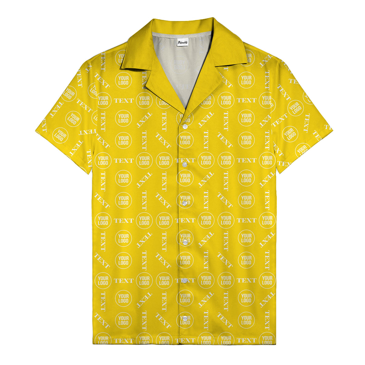 custom text & logo repeat pattern hawaiian shirt
