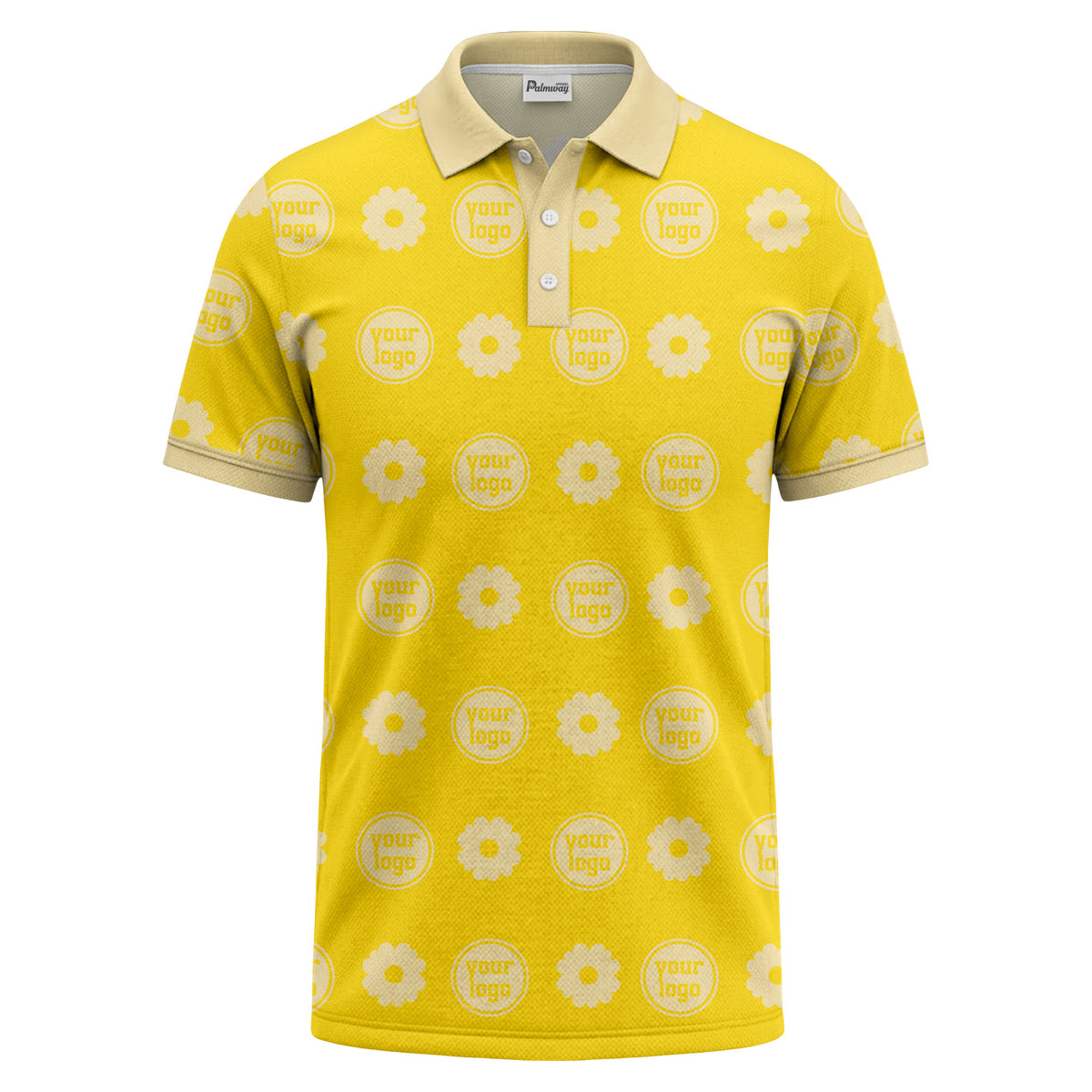 customizable daisy & monogram repeat pattern polo shirt