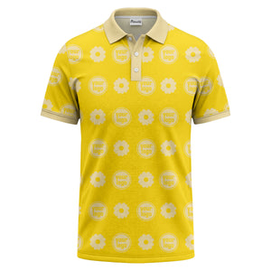 customizable daisy & monogram repeat pattern polo shirt
