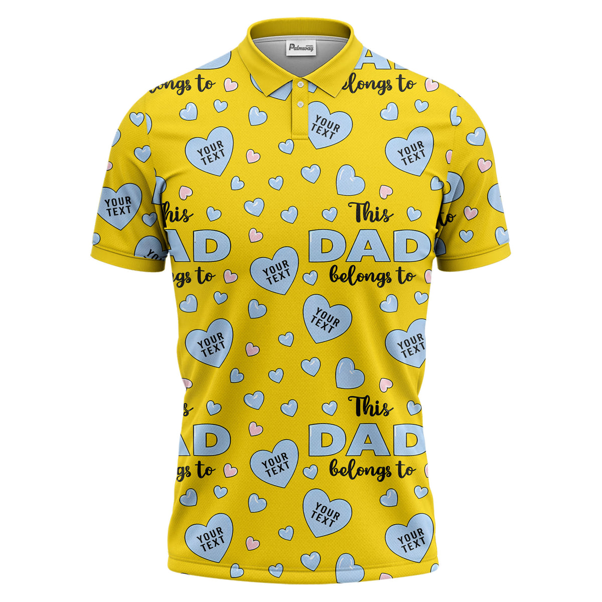 customizable hearts & text father's day all over print polo shirt for men