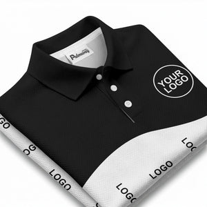customizable monochrome logo repeat graphic polo shirt for professionals